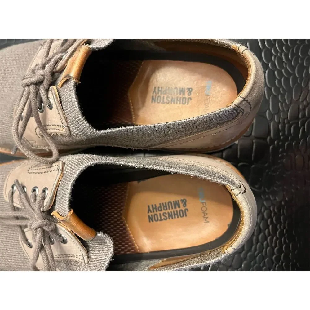 Johnston &‎ Murphy Men's Gray Knit Loafers Size9 1/2 Casual Lace Up Shoes
